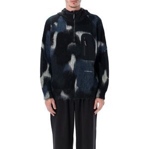 AND WANDER Men's Textured Half-Zip Hoodie Sweater Men BLACK Sweaters & Cardigans